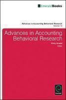 Advances in Accounting in Behavioural Research (Advances in Accounting Behavioral Research): 13