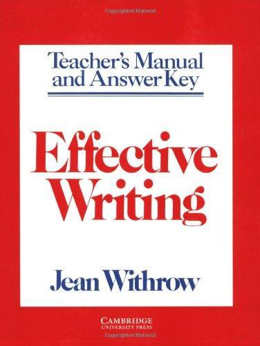 Effective Writing Teacher's manual: Writing Skills for Intermediate Students of American English 