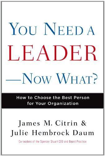 You Need a Leader--Now What?: How to Choose the Best Person for Your Organization 