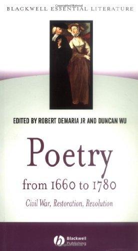 Poetry from 1660 to 1780: Civil War, Restoration, Revolution