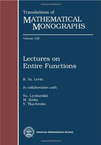 Lectures on entire functions (Translations of Mathematical Monographs) 